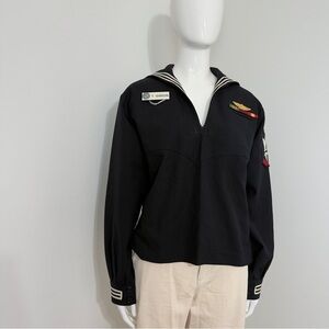 U.S. Navy Blue Dress Jumper Man’s 42S 100% Wool Uniform Top – Authentic 1983